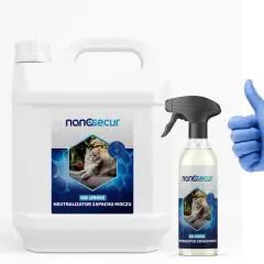Skuteczny sposób, jak pozbyć się zapachu kociego moczu. Zestaw Nanosecur: duży kanister i atomizer. Kciuk w górę!