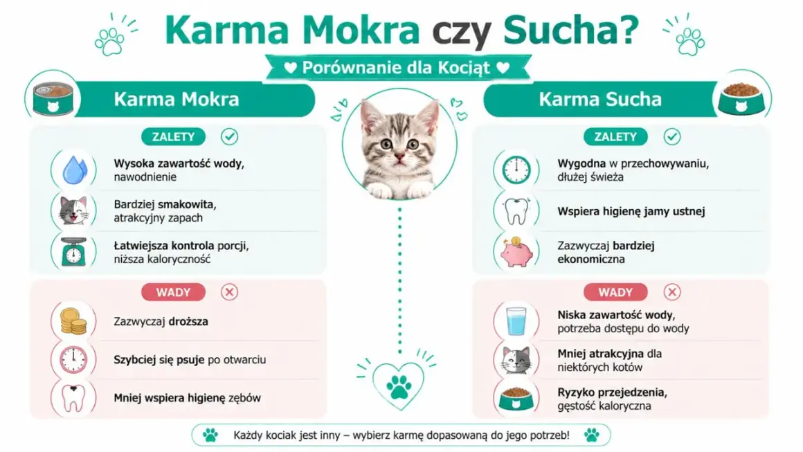 Porównanie mokrej i suchej karmy dla kociąt: zalety i wady każdej z nich. Wybierz najlepszą karmę dla swojego pupila!