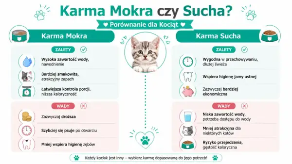 Porównanie mokrej i suchej karmy dla kociąt: zalety i wady każdej z nich. Wybierz najlepszą karmę dla swojego pupila!